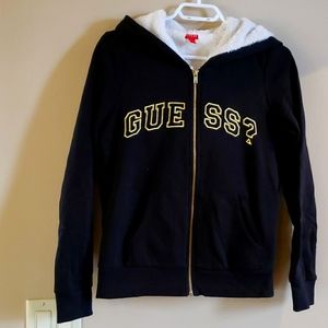 Guess Size M Fur Lined black zipped hoodies